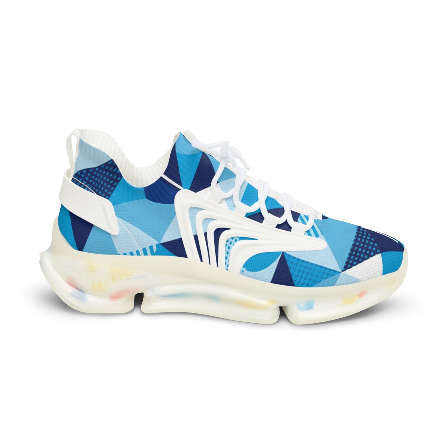 men's Blue Geometric Mesh Sneakers — Men's Athletic Shoes (free shipping)