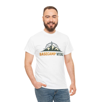 Base Camp Vital Mountain Compass Crewneck T-Shirt | Outdoor Hiking Graphic Tee | Midweight Cotton Trail Shirt (free shipping)
