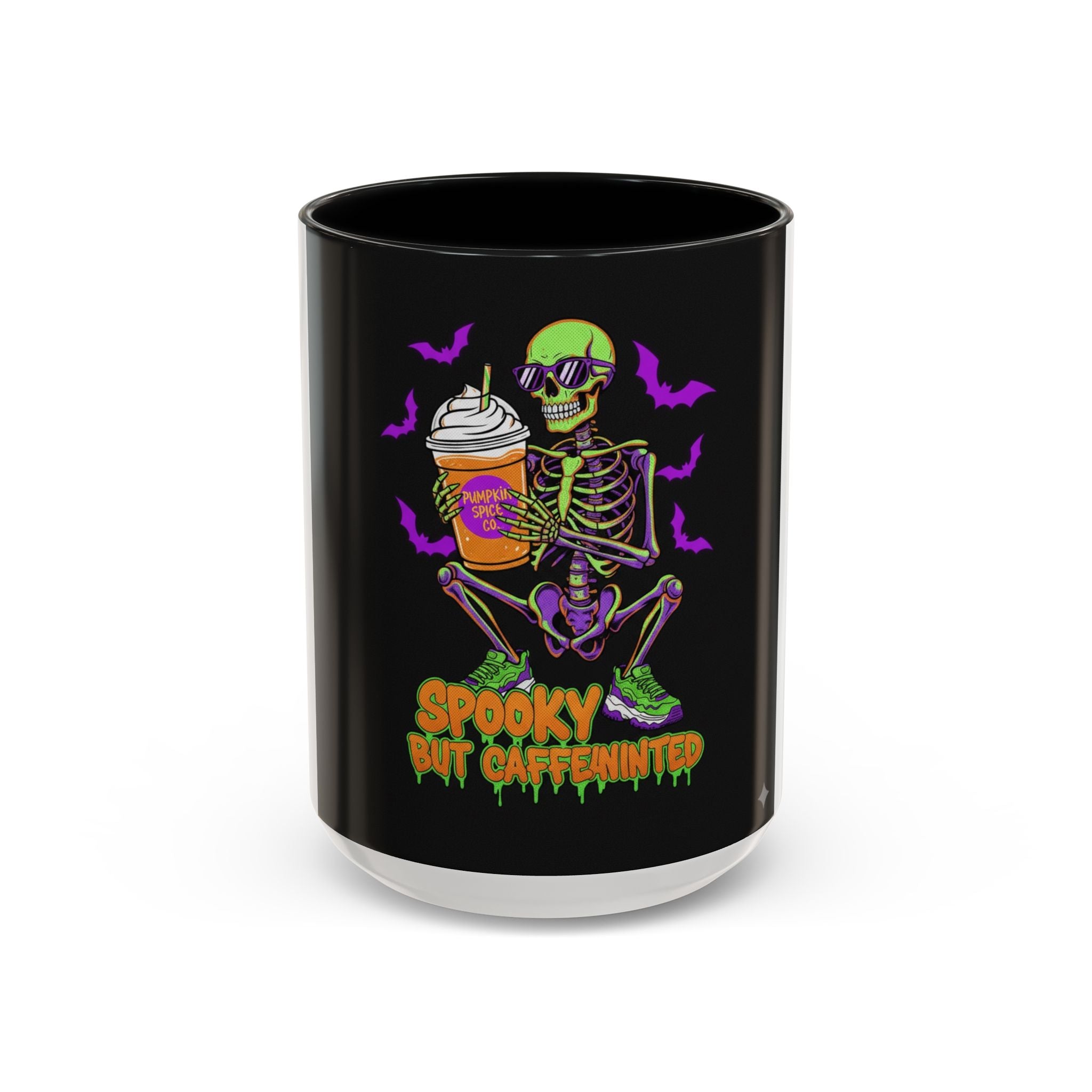 Spooky Skeleton Coffee Mug, Halloween Gift, Caffeinated Mug, Gothic Cup, Unique Drinkware, Perfect for Fall Celebrations