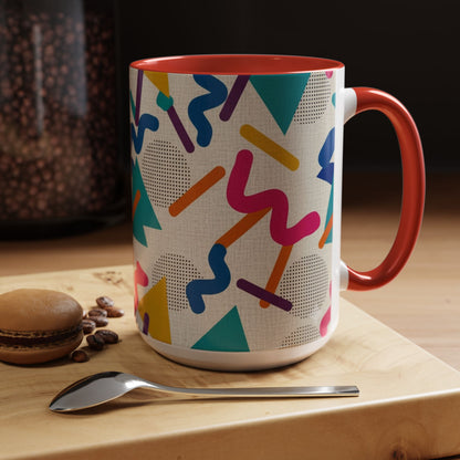 Retro Memphis Pattern Coffee Mug — 11/15oz Accent Ceramic Mug
