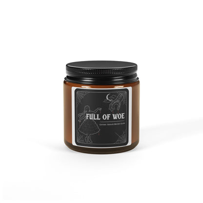 Dark Vibes Scented Soy Candle, Full of Woe Amber Jar, Relaxation Gift, Home Decor, Mood Lighting, Bath and Spa