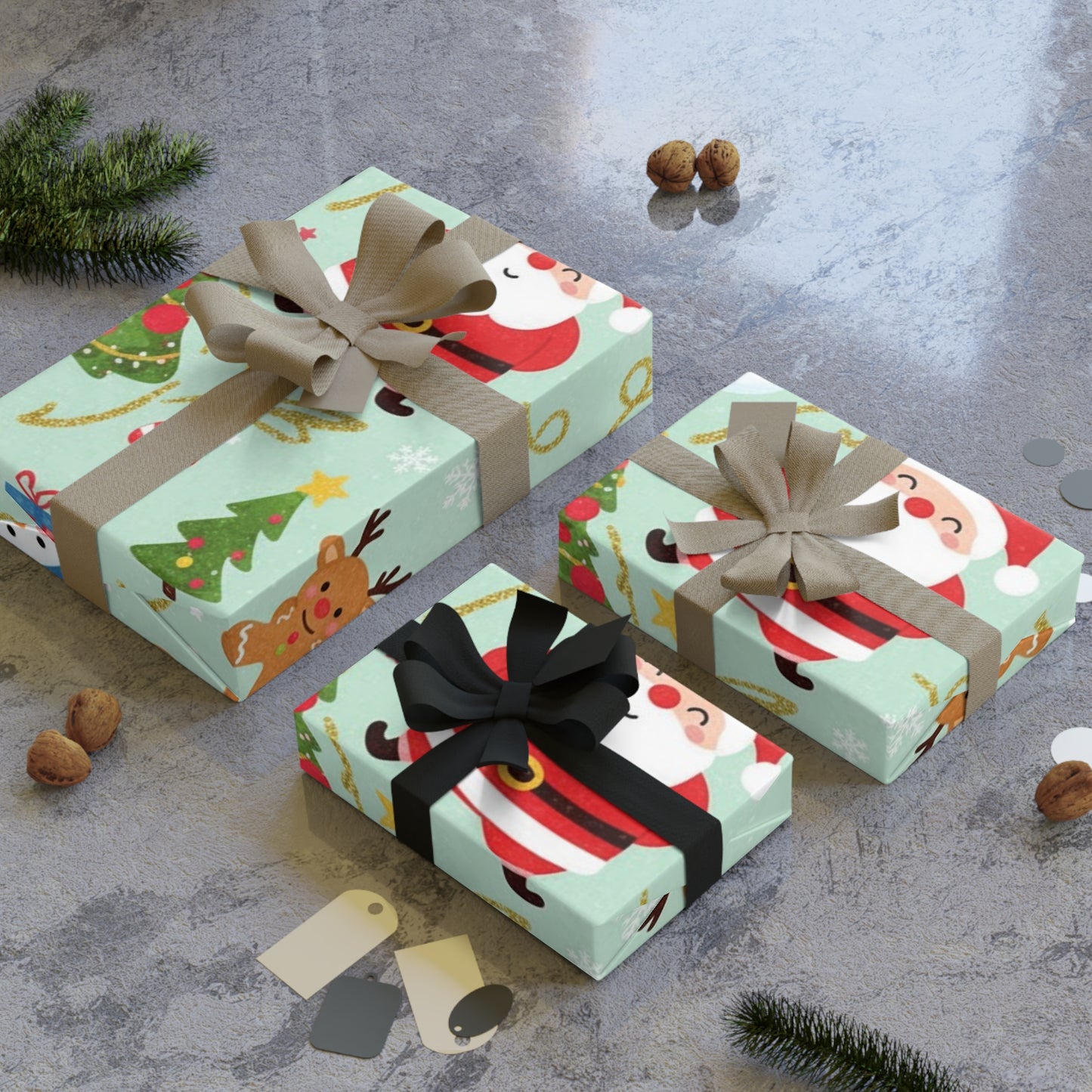 Santa and friends Gift Wrapping Paper Rolls, 1pc