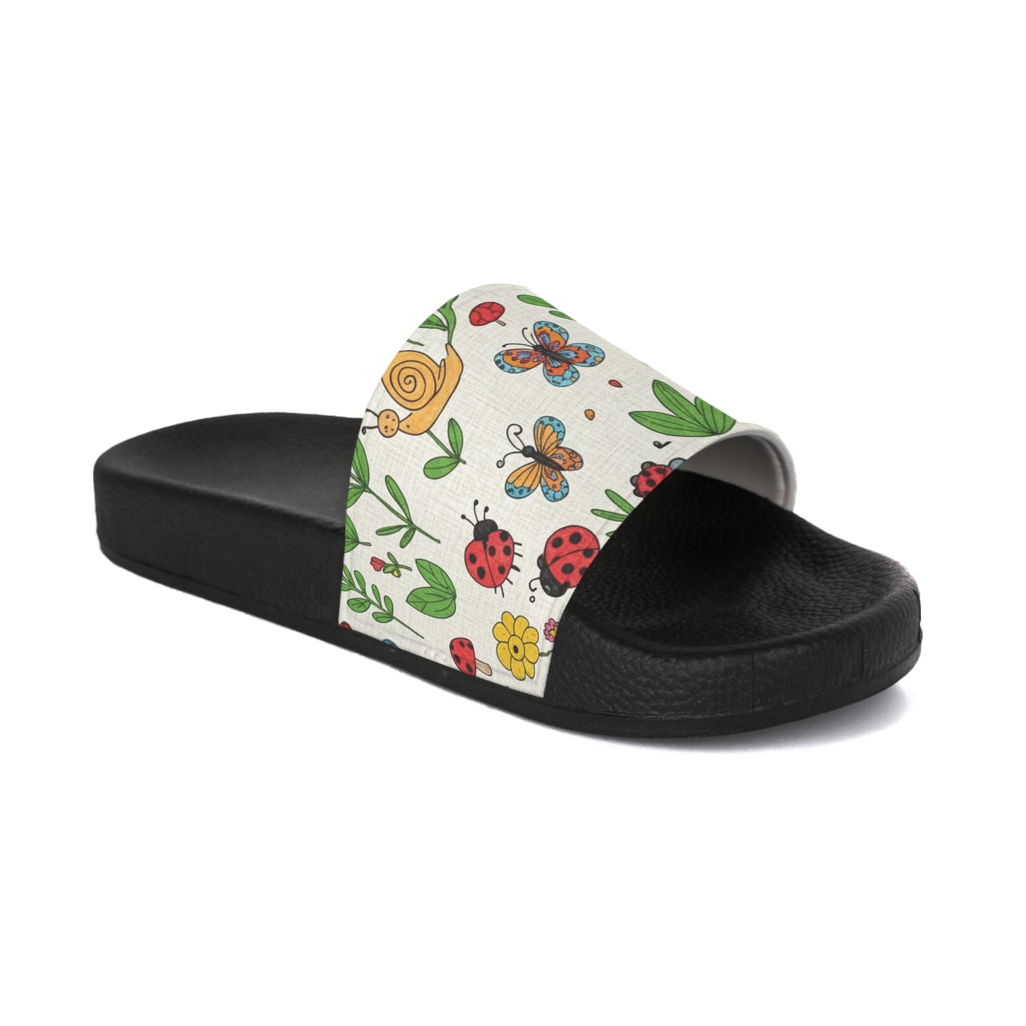 Women's Slide Sandals Garden Critter Doodles / Bugs & Blooms