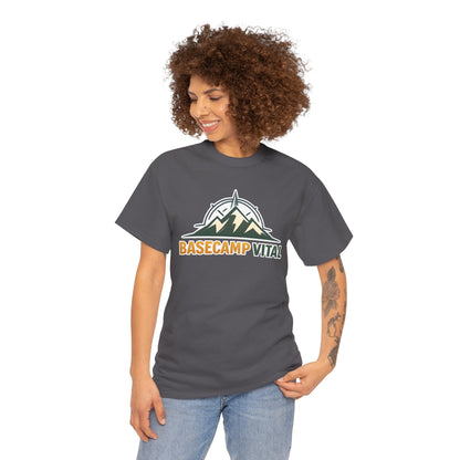 Base Camp Vital Mountain Compass Crewneck T-Shirt | Outdoor Hiking Graphic Tee | Midweight Cotton Trail Shirt (free shipping)