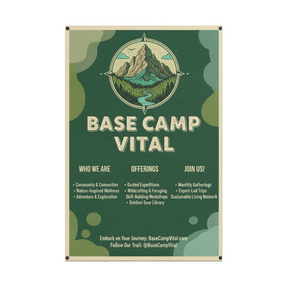 Base Camp Vital Nature-Inspired Rolled Posters for Adventure Lovers, Wall Decor for Outdoor Enthusiasts, Eco-Friendly Art, Mountain Decor, Camp Vibes