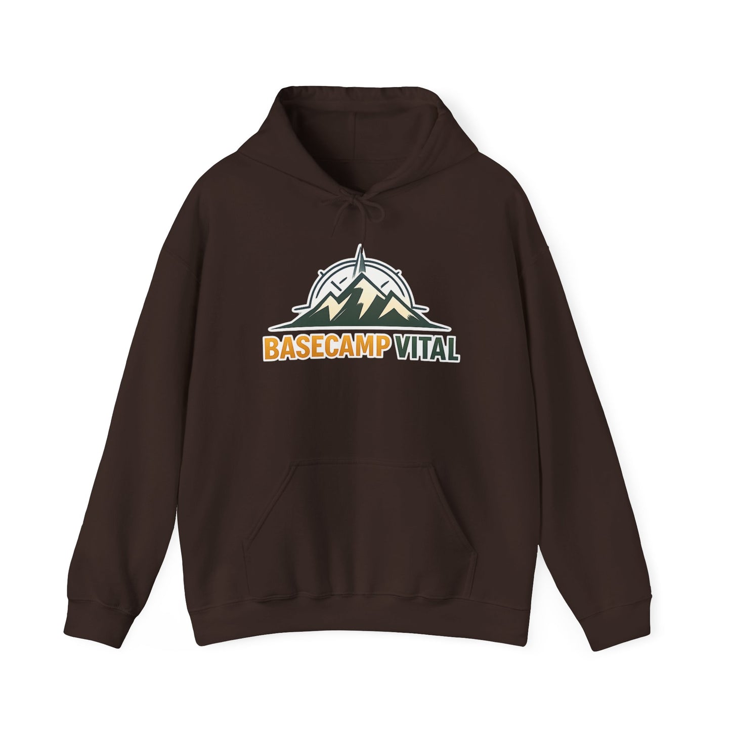 Base Camp Vital Outdoor Fleece Hoodie | Mountain Compass Graphic Pullover | 50/50 Midweight Trail Hoodie  Vital Hoodie  (free shipping)