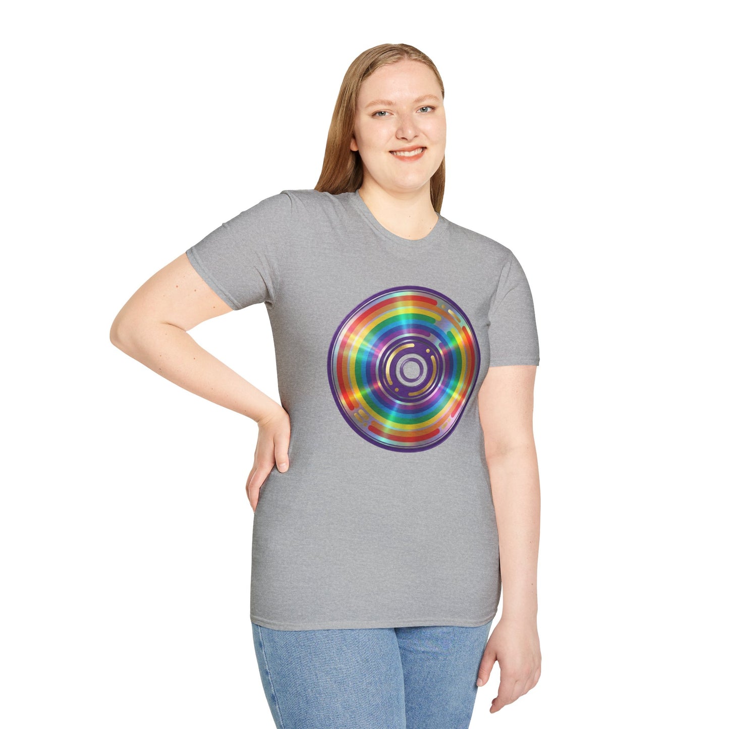 Retro Rainbow CD- Vinyl Record T-Shirt