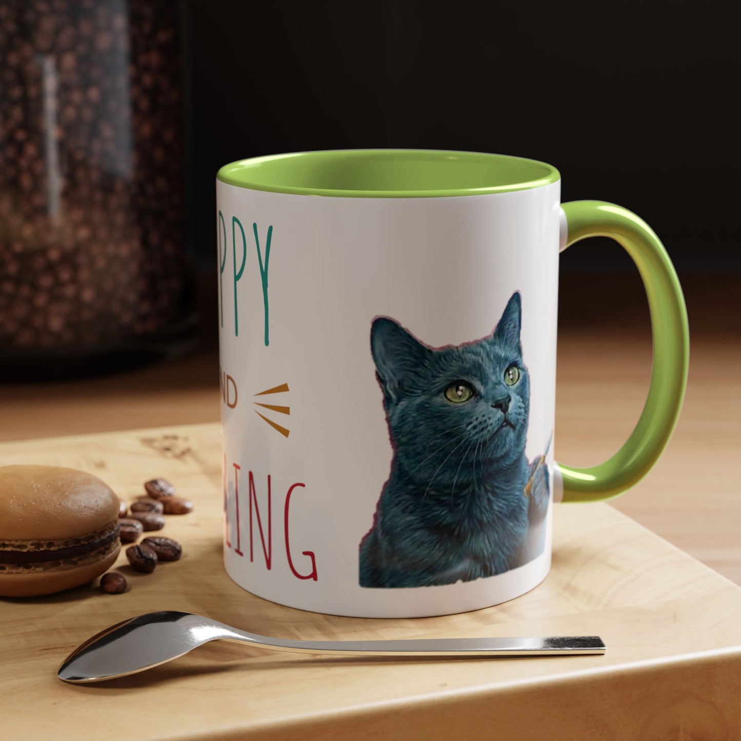 Happy and dazzling smoking cat Coffee Mug — "Happy and Dazzling" Cat Accent Mug (11/15oz) (free shipping)