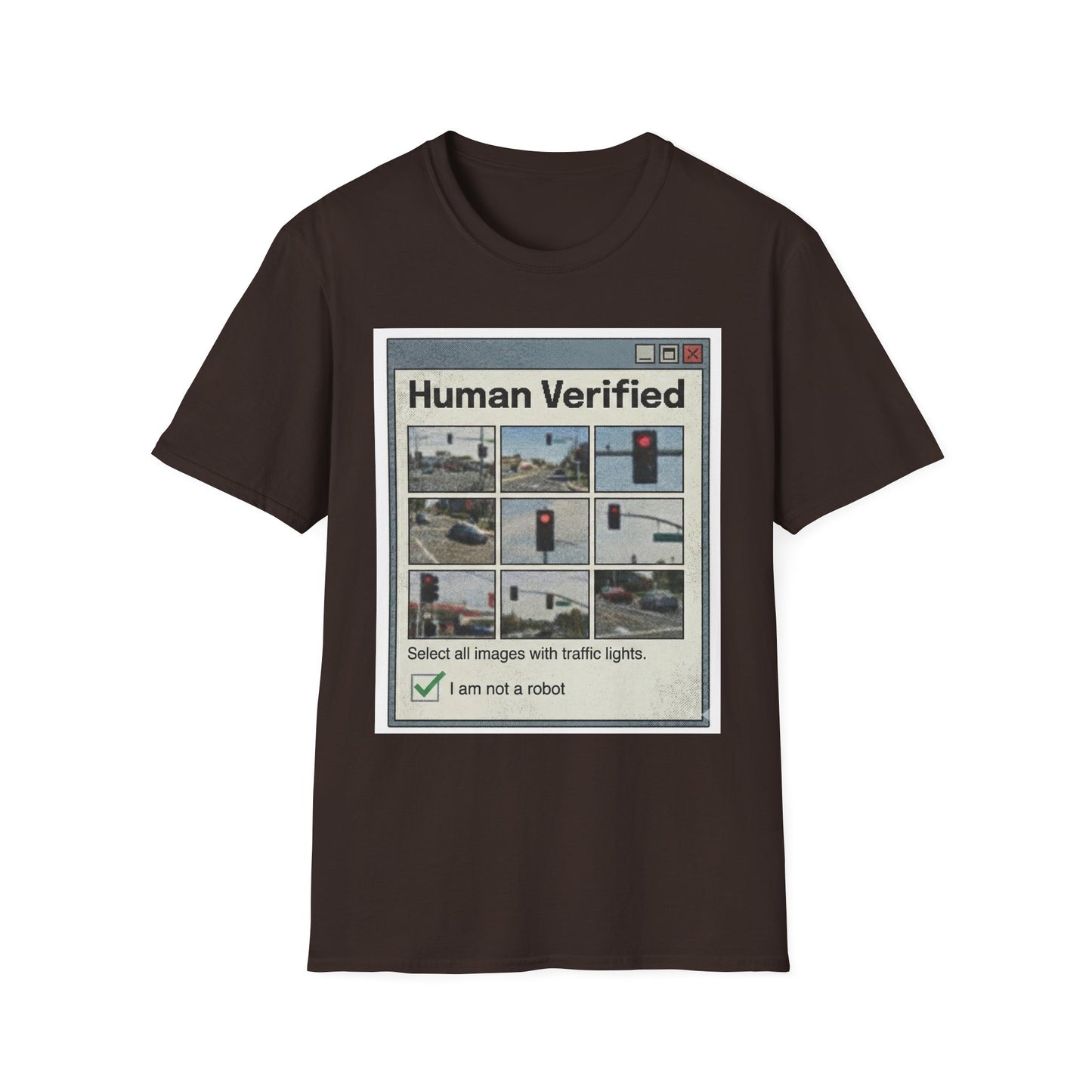 Human Verified T-Shirt – CAPTCHA Traffic Light Graphic Shirt