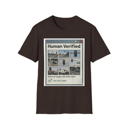 Human Verified T-Shirt – CAPTCHA Traffic Light Graphic Shirt