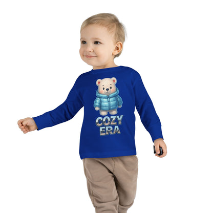 Cozy Era Toddler Long Sleeve Tee — Cute Bear in Puffer Jacket