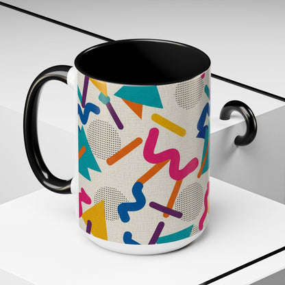 Retro Memphis Pattern Coffee Mug — 11/15oz Accent Ceramic Mug