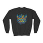 Youth Crewneck spray paint style- Sweatshirt - Colorful Rebel City Graffiti Crown Design