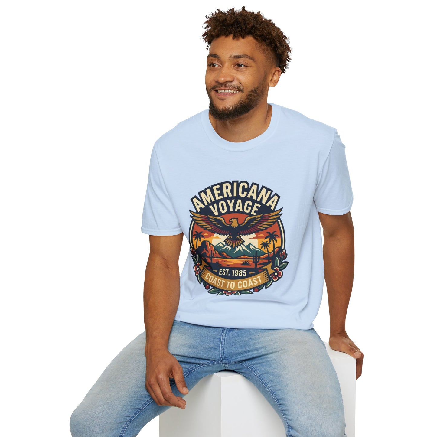 Americana Voyage retro Graphic T-Shirt — Coast to Coast Eagle Sunset