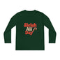 Youth Long Sleeve Tee — "Sleigh All Day" Christmas Candy Cane Holiday Shirt