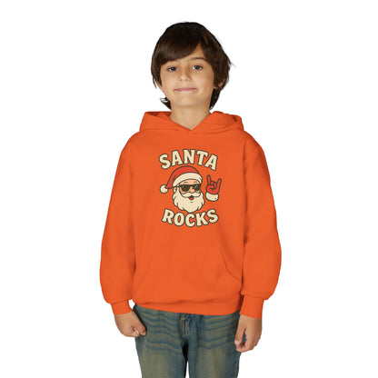 Youth Hoodie — "Santa Rocks" Cool Santa Christmas Sweatshirt