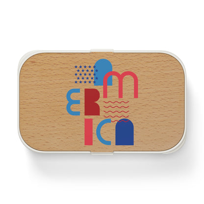 Patriotic Stylish Bento Lunch Box with “America” Design - Perfect for Meal Prep and School