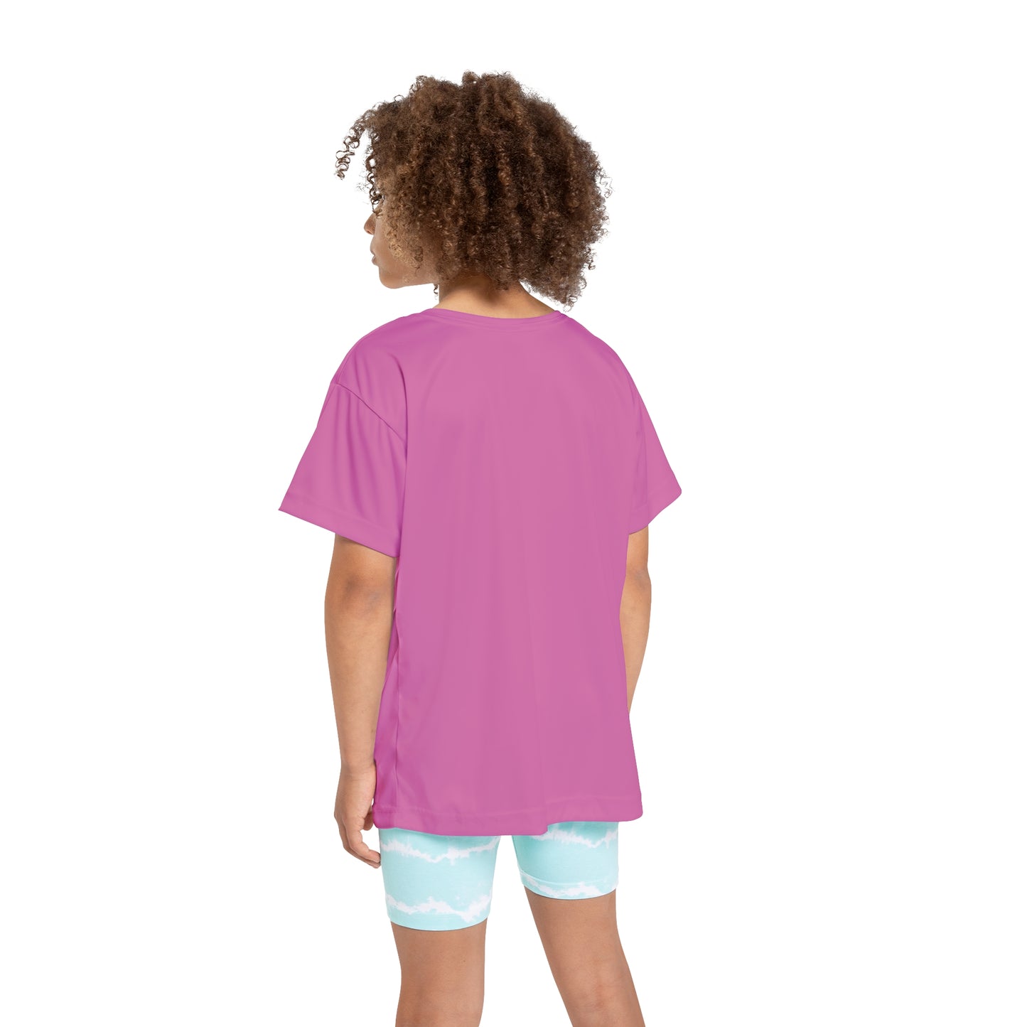 Kids Holiday Vibes Jersey — Cute Pink Christmas Tree Sports Tee