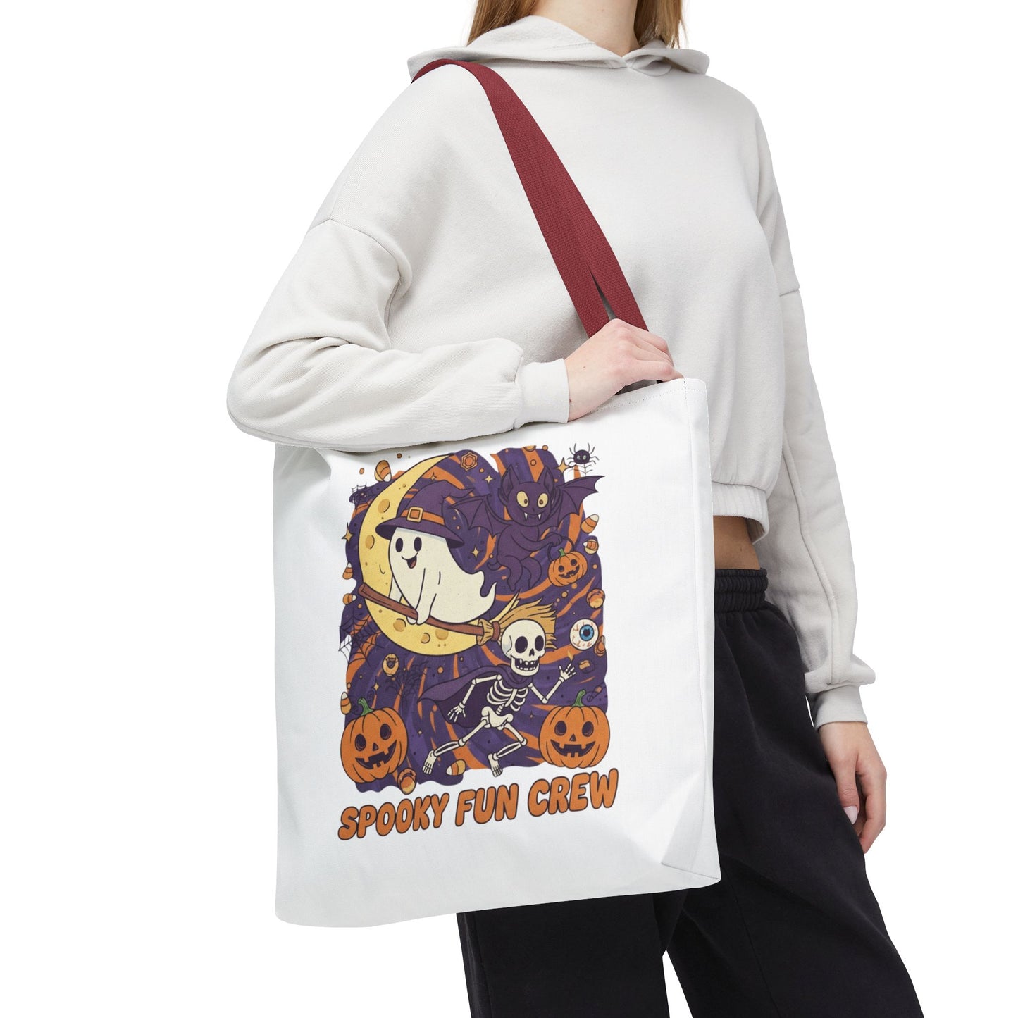 Spooky Fun Crew Halloween Tote Bag, Trick or Treat Bag, Haunted House Accessory, Fall Gift, Party Favor