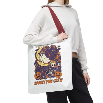 Spooky Fun Crew Halloween Tote Bag, Trick or Treat Bag, Haunted House Accessory, Fall Gift, Party Favor