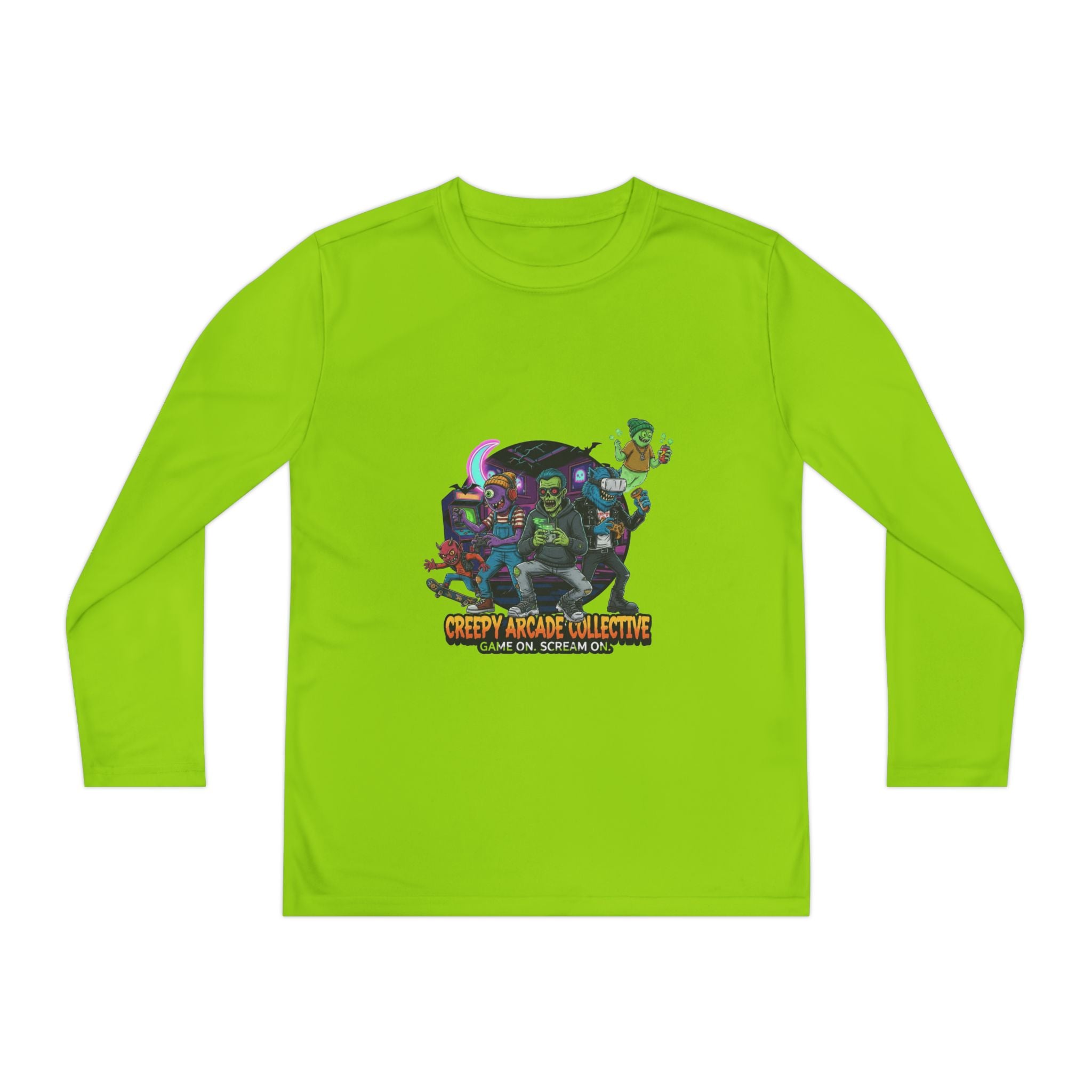 Creepy Arcade Collecting Youth Long Sleeve Tee, Kids Gamer Shirt, Halloween Costume, Teen Casual Wear, Fantasy T-Shirt
