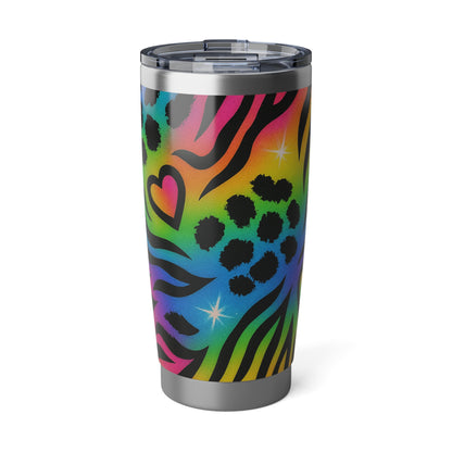 Rainbow Animal Print 20oz Tumbler - Neon Leopard & Zebra Travel Mug
