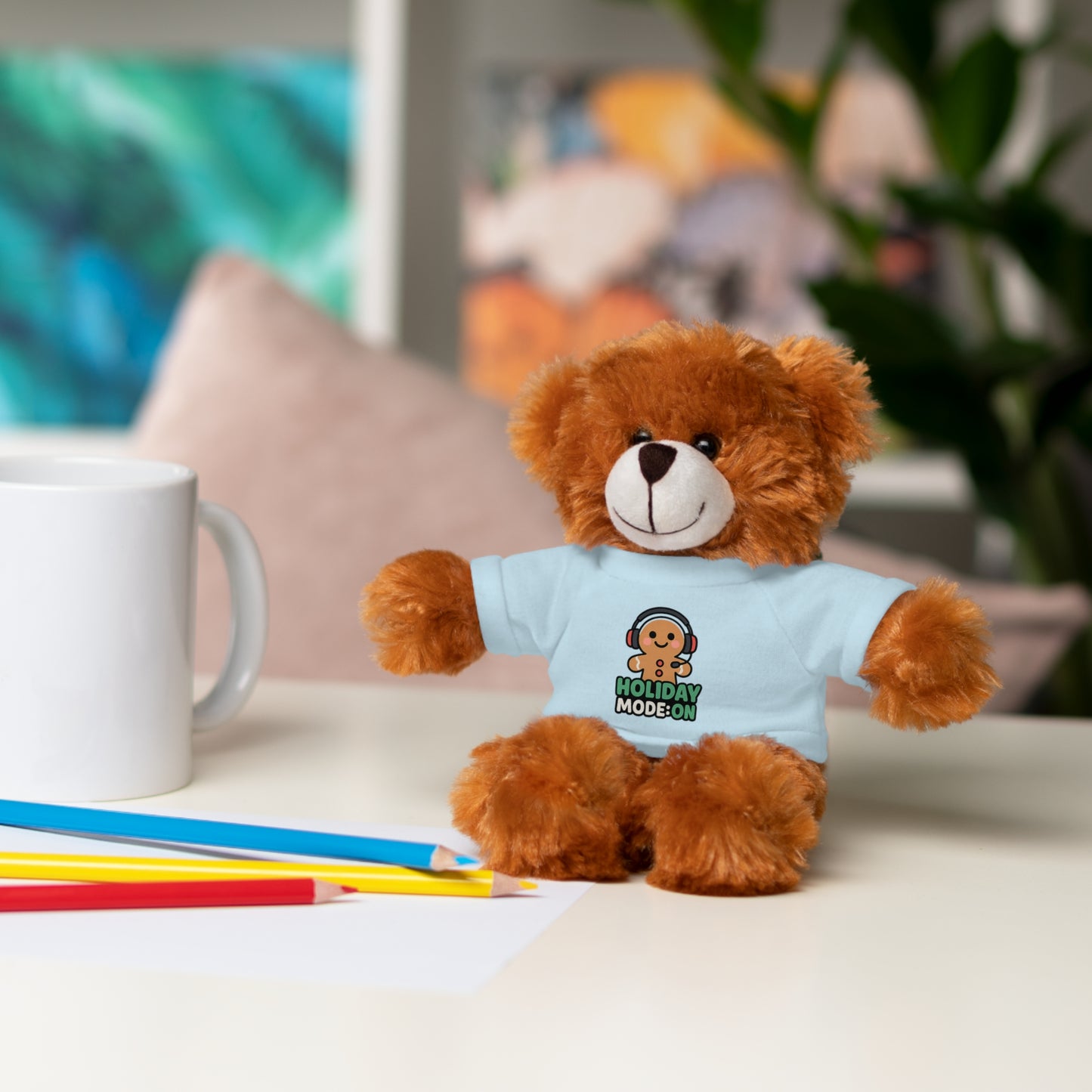 Holiday Mode On Gingerbread Bear Plush with Tee