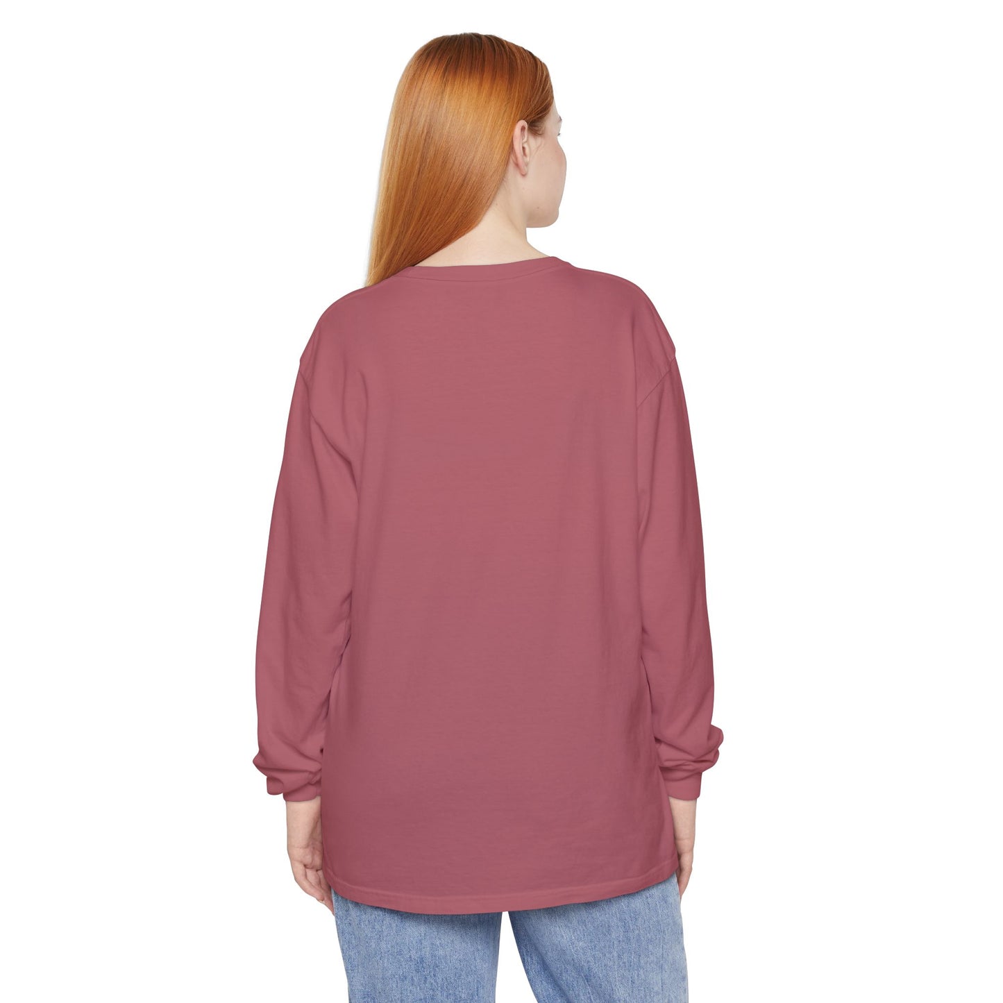 Women’s crimson, light pink Garment-Dyed Long Sleeve T-Shirt - Cozy Style for All Occasions