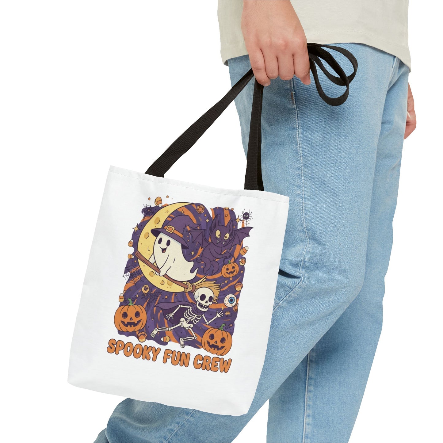 Spooky Fun Crew Halloween Tote Bag, Trick or Treat Bag, Haunted House Accessory, Fall Gift, Party Favor