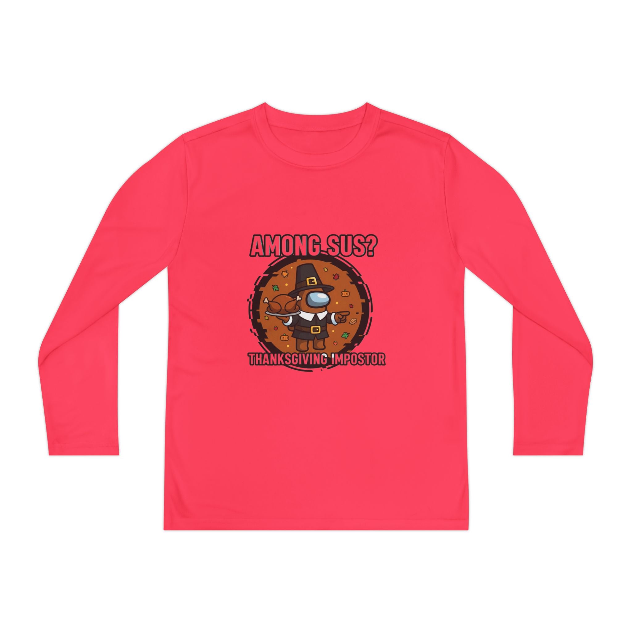 Among Sus? Thanksgiving Impostor Youth Tee, Fun Youth T-Shirt, Gamer Apparel for Kids, Long Sleeve Graphic Tee, Funny Thanksgiving Gift