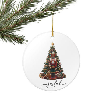 Nutcracker Christmas Tree Ceramic Ornament — 'Joyful' Holiday Decoration