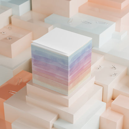 Pastel Watercolor Note Cube — Rainbow Sticky Memo Block
