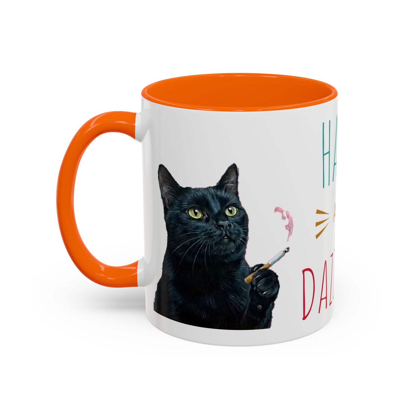 Happy and Dazzling smoking cat Cat Accent Coffee Mug — Cute Black Cat Coffee Cup (11/15oz) (free shipping)