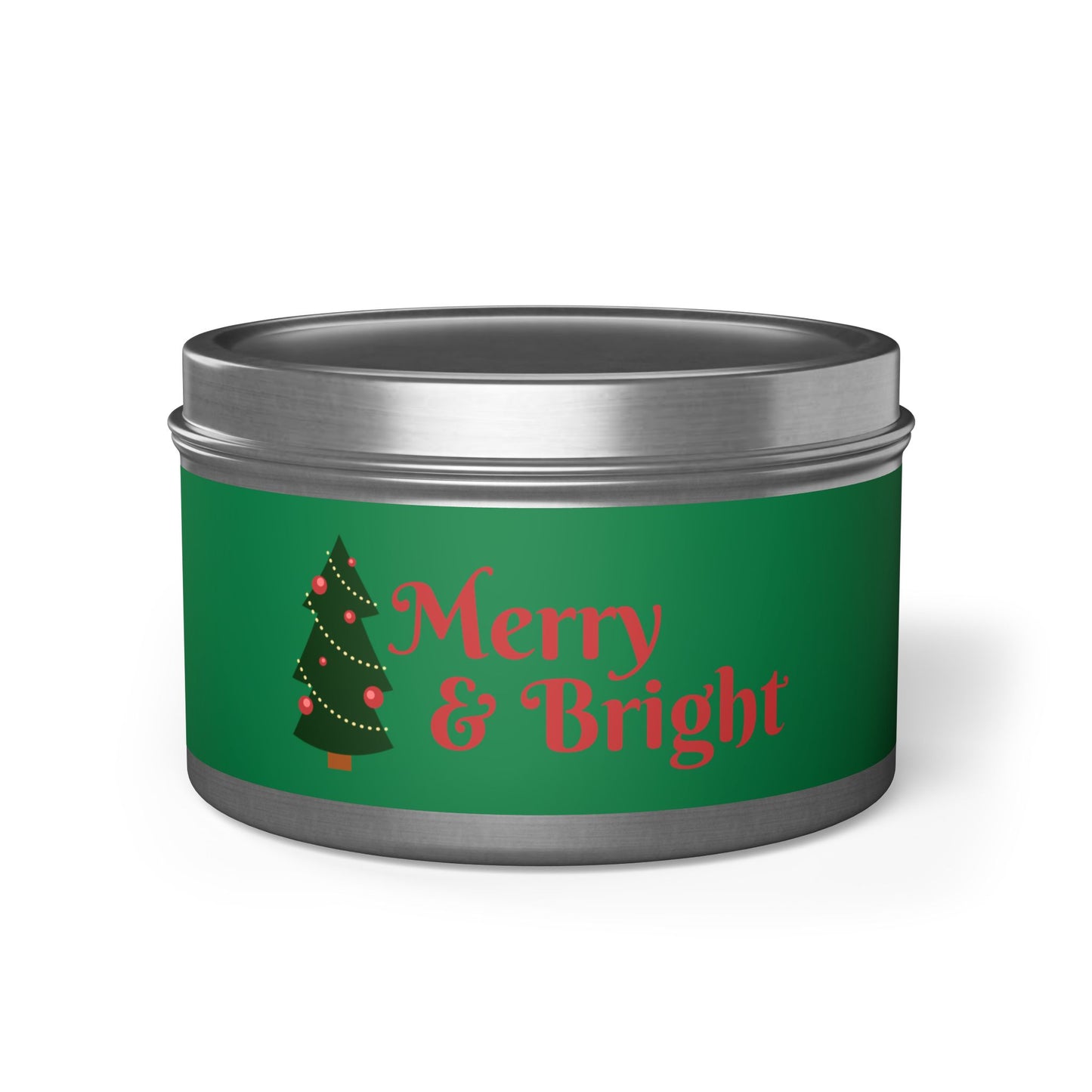 Merry & Bright Christmas eco-friendly Tin Candle — Holiday Scented Soy Candle- the give back candle collection