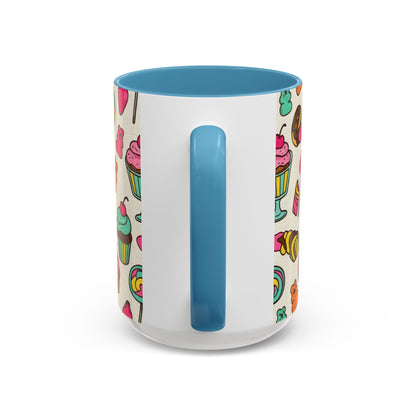 Sweet Treats Coffee Mug — Colorful Candy & Dessert Pattern Accent Mug (11/15oz)