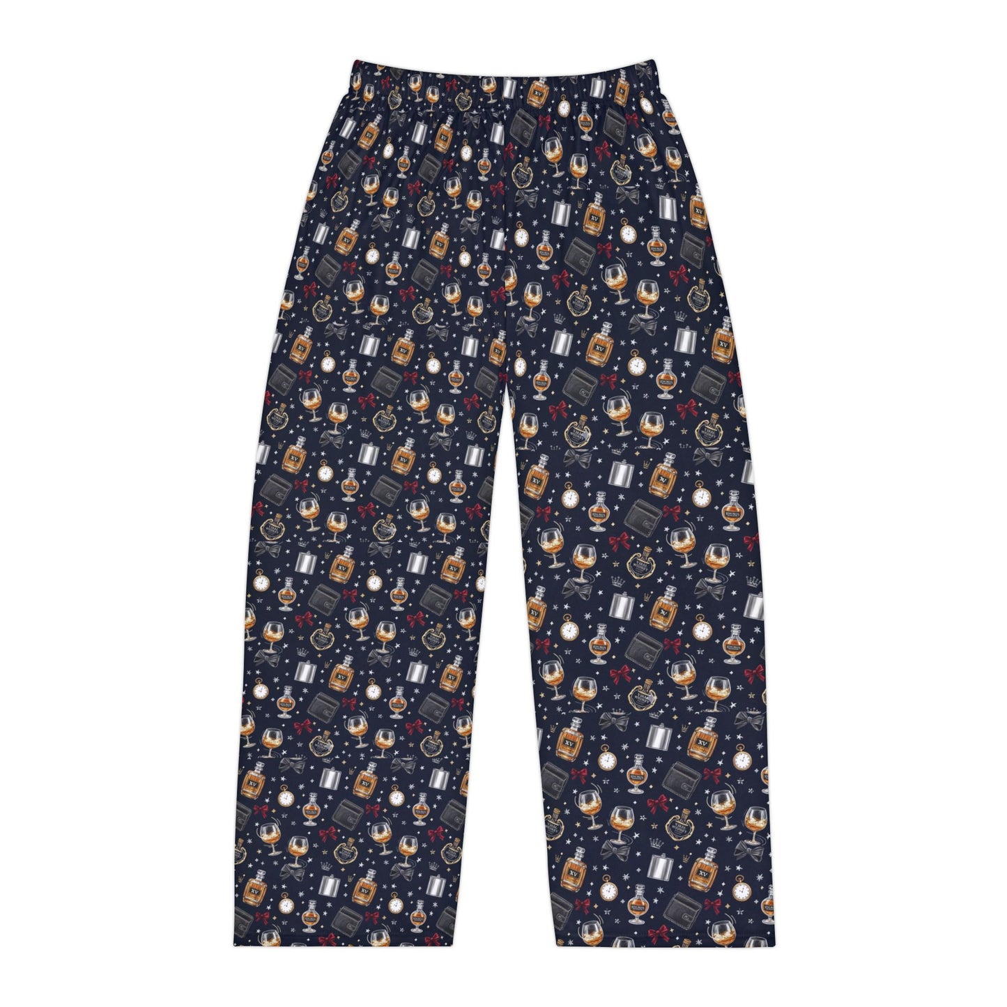 Men's Holiday whiskey collectors Pajama Pants — 'Christmas whiskey collection' Graphic Lounge Pants