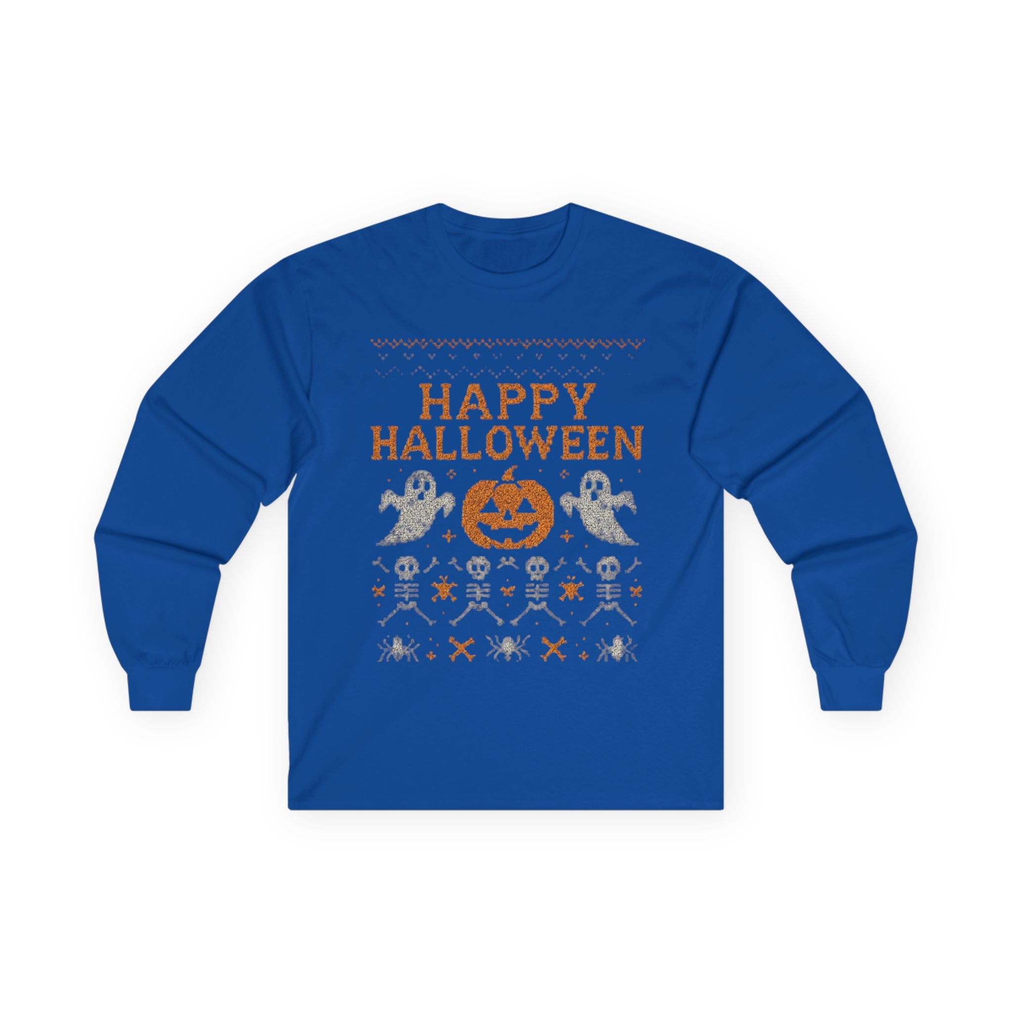 Happy Halloween Long Sleeve Tee, Spooky Tee, Halloween Costume Shirt, Autumn Festive Attire, Unisex Fall Apparel