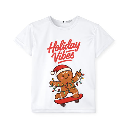 Kids Jersey — "Holiday Vibes" Gingerbread Skateboard Christmas Tee
