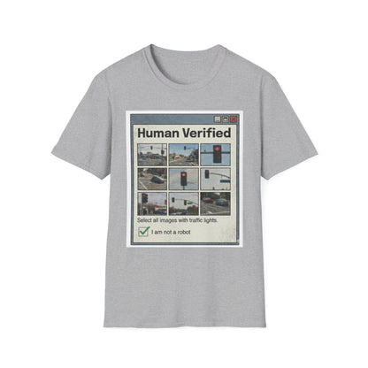 Human Verified T-Shirt – CAPTCHA Traffic Light Graphic Shirt