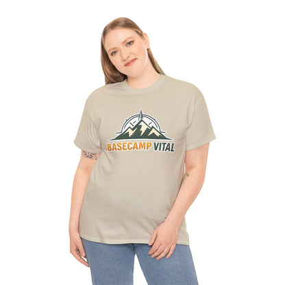 Base Camp Vital Mountain Compass Crewneck T-Shirt | Outdoor Hiking Graphic Tee | Midweight Cotton Trail Shirt (free shipping)