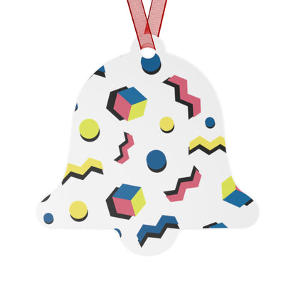 Memphis Geometric Metal Ornament — 80s Retro Bell Decoration