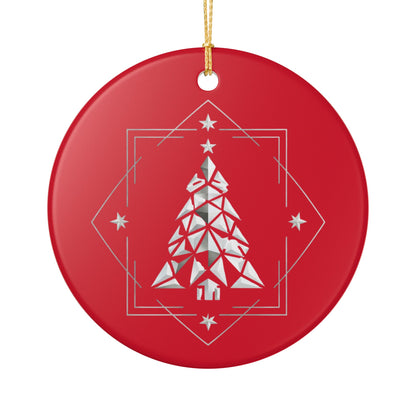 Geometric Christmas Tree Ceramic Ornament
