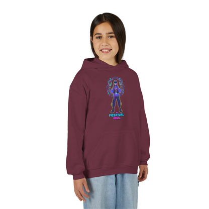 Youth Hoodie — Neon k-Pops Gamer Girl Graphic “Pixel Pal” Streetwear