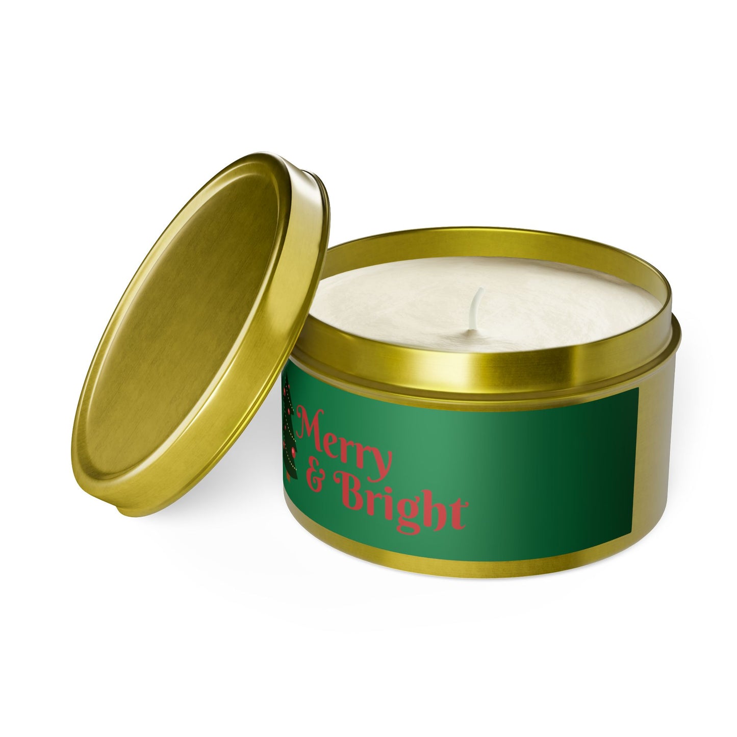 Merry & Bright Christmas eco-friendly Tin Candle — Holiday Scented Soy Candle- the give back candle collection