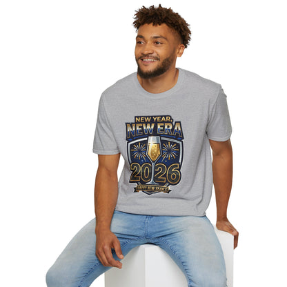 New Year 2026 T-Shirt – "New Year, New Era" Champagne & Fireworks Celebration Tee