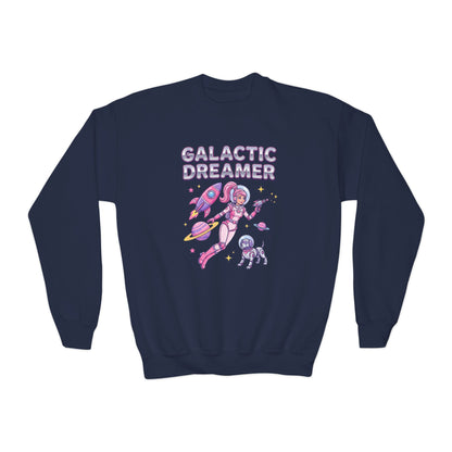 Youth Sweatshirt — "Galactic Dreamer" Astronaut Mermaid Crewneck