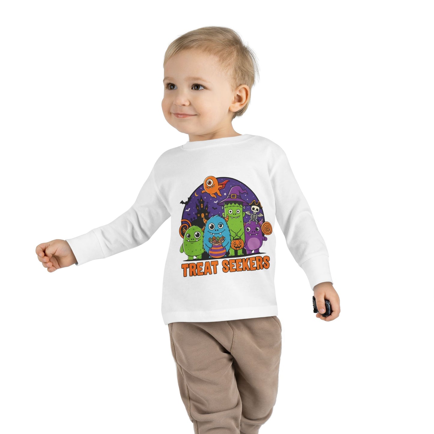 Toddler Halloween Long Sleeve Tee - Cute Treat Seekers Graphic, Kids Halloween Shirt, Trick-or-Treat Top, Fall Celebration Clothes
