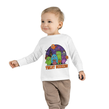 Toddler Halloween Long Sleeve Tee - Cute Treat Seekers Graphic, Kids Halloween Shirt, Trick-or-Treat Top, Fall Celebration Clothes