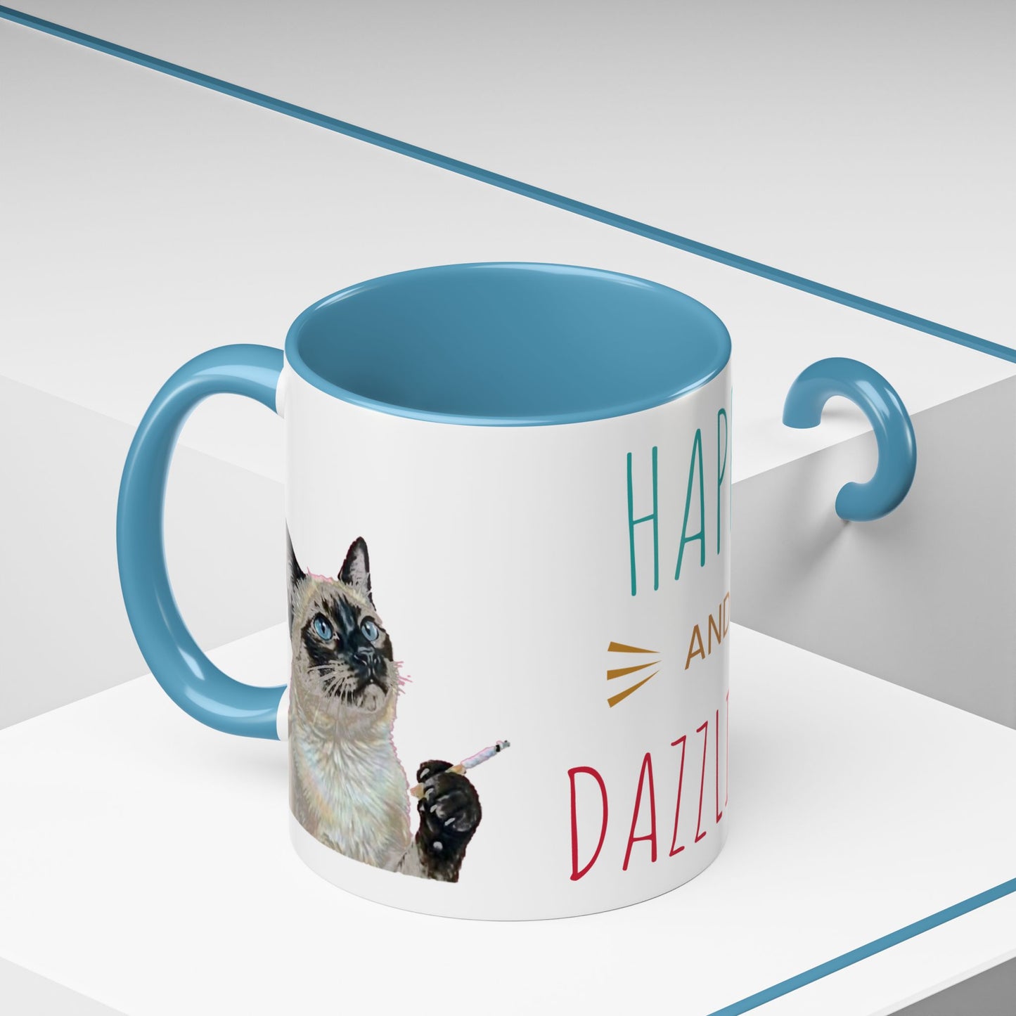 Happy and Dazzling Smoking Cat Accent Coffee Mug — 11/15oz (free shipping)
