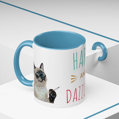 Happy and Dazzling Smoking Cat Accent Coffee Mug — 11/15oz (free shipping)